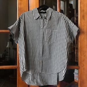 Checked Black and White Button Down
